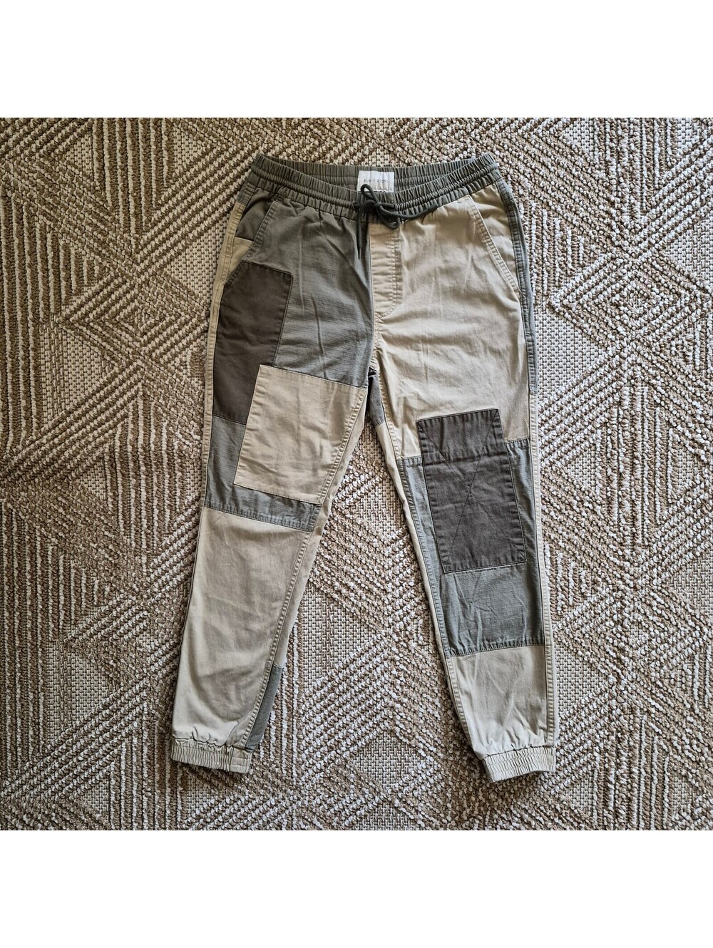 Sun + Stone Olive Patchwork Men's Joggers Gorpcore Utility Lounge Pants M 30"